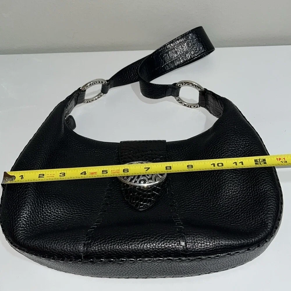 Brighton Franki Black Pebbled Leather Hobo‎ Purse Shoulder Bag Quality Designer
